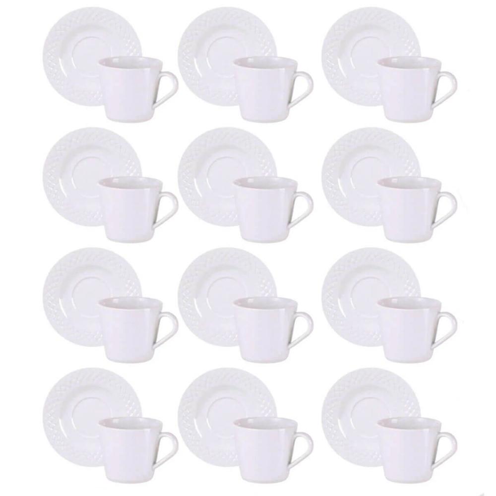 Kit 12 Xícaras de Chá Café com Pires Porcelana 185ml Tramontina Ingrid Padaria Hotel