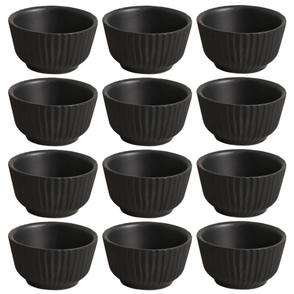 Kit 12 Ramequins 170ml Cerâmica Preto Matte Artesanal Porto Brasil Molheira Restaurante Bar