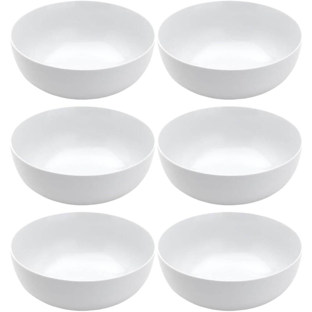 Kit 6 Saladeiras de Melamina Brancas 25cm Tigela 3,5L Cumbuca Grande Restaurante