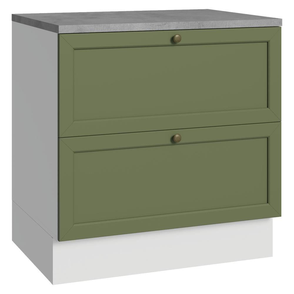 Balcão De Cozinha 80 Cm 2 Gavetas Branco/verde Vik Madesa Branco/verde