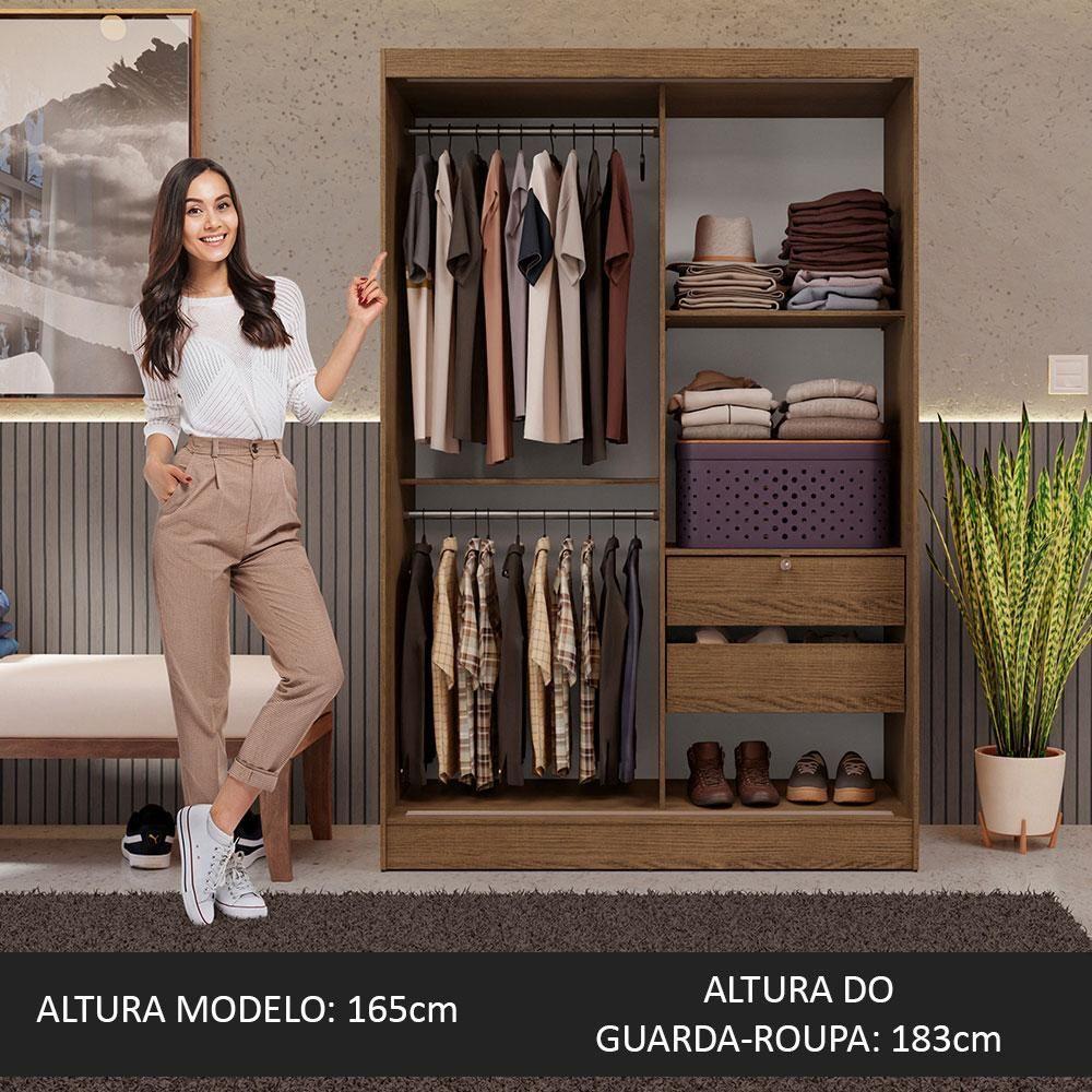 Guarda-roupa 2 Portas De Correr Rustic Max Madesa Rustic