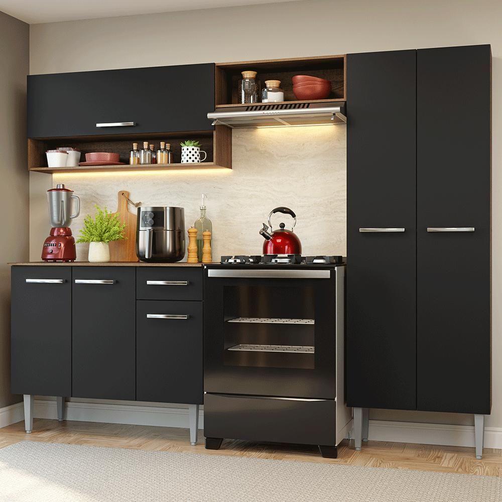 Cozinha Compacta Deli 6 Portas 1 Gaveta MDP 220CM Rustic Madesa