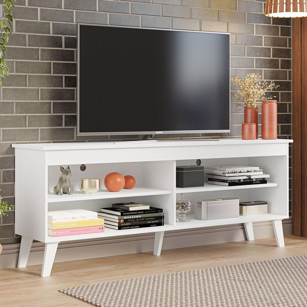 Rack P/ Até 65 Polegadas Com Pés Branco Turim Madesa