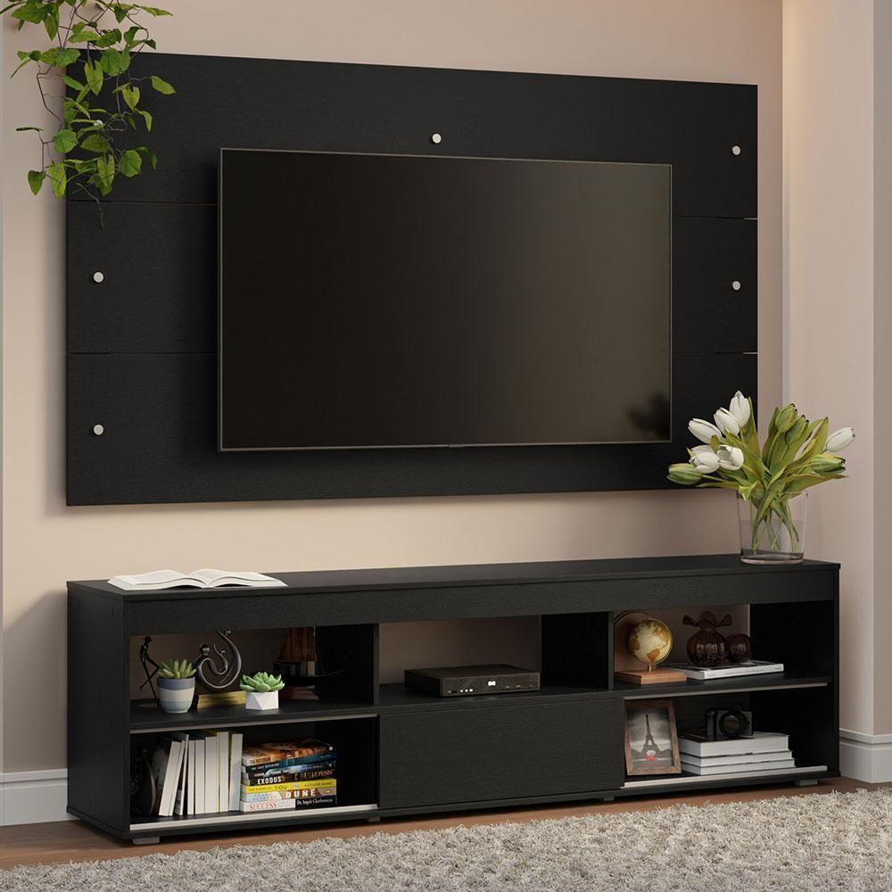 Rack Com Painel Para Até 65 Polegadas Preto Madesa Preto