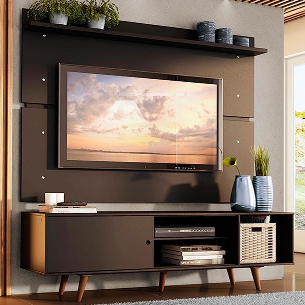 Rack Dubai e Painel para até 65" Preto e Rustic Madesa