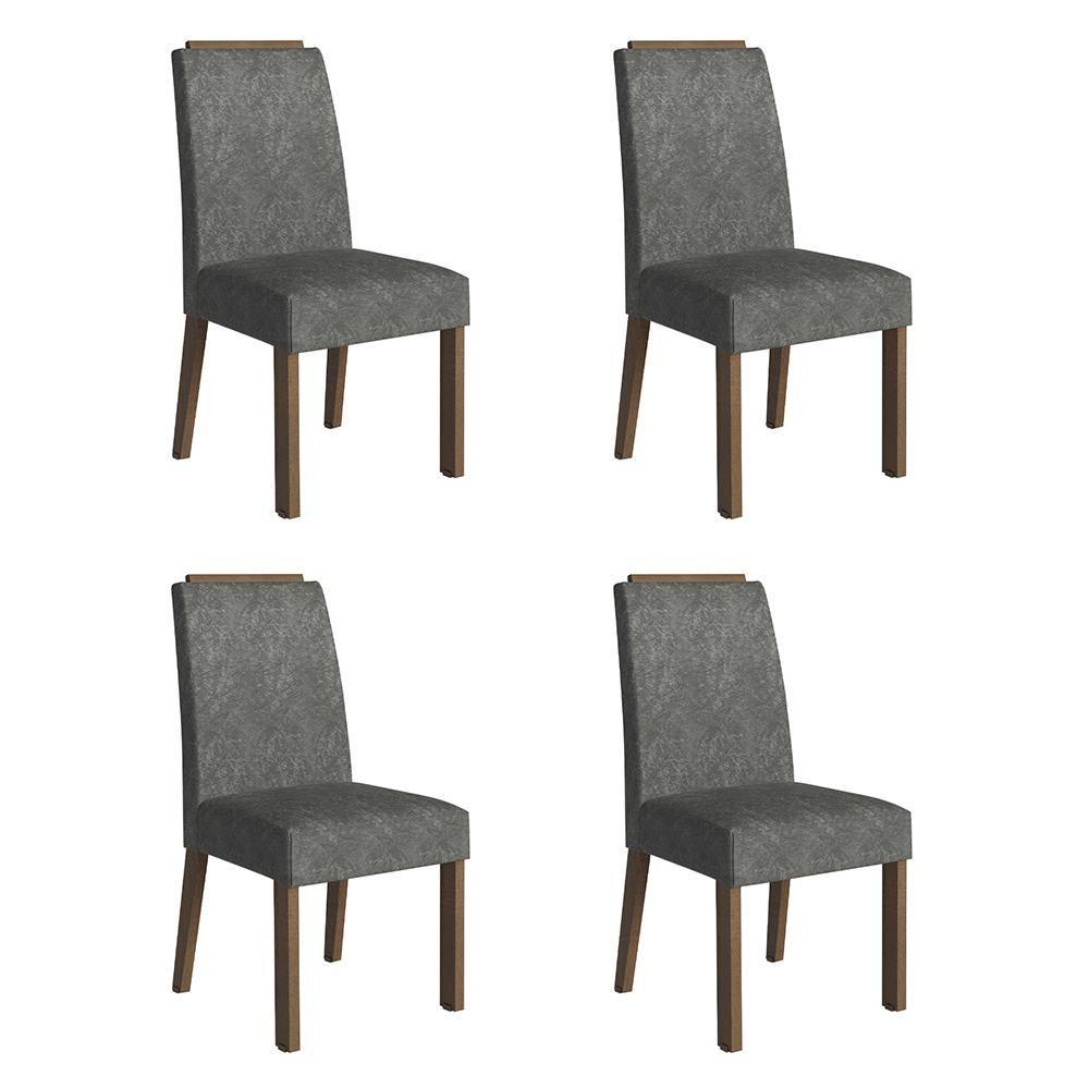 Kit 4 Cadeiras De Jantar 4255 Com Espaldar Rustic-silver Madesa