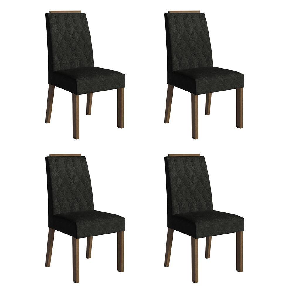 Kit 4 Cadeiras De Jantar 4256 Com Espaldar Rustic-oxford Madesa