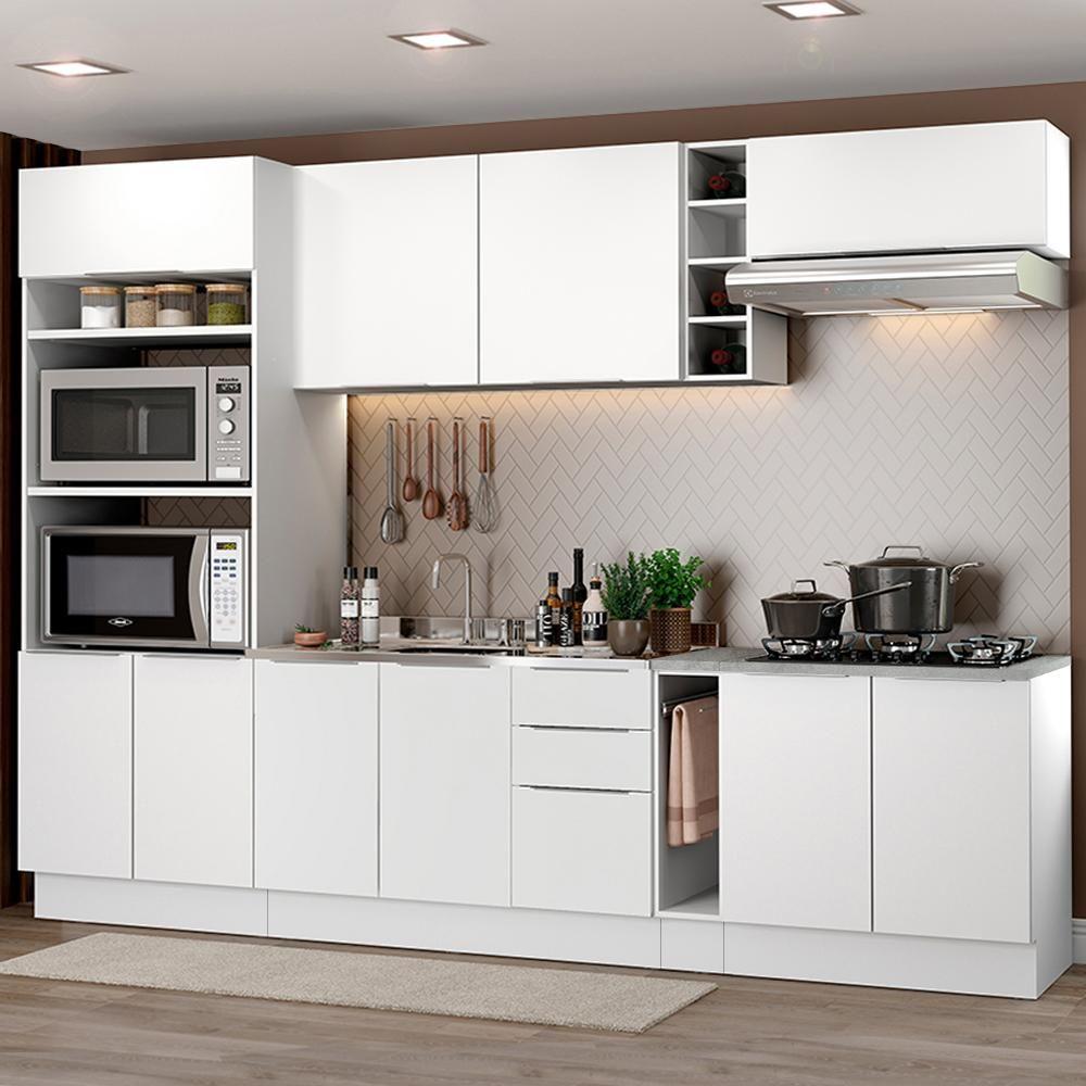 Cozinha Completa Stella Armário e Balcão Branco Madesa