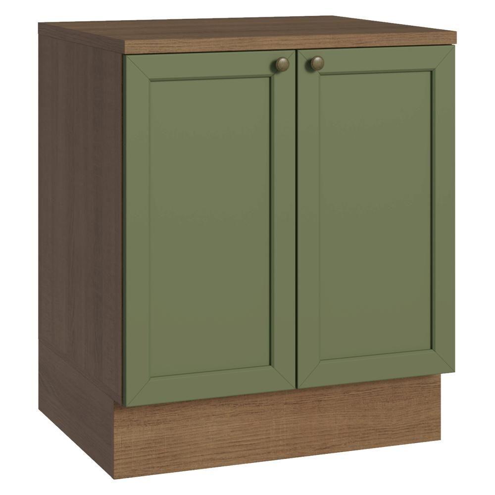 Balcão De Cozinha 70 Cm 2 Portas Rustic/verde Vik Madesa Rustic/verde
