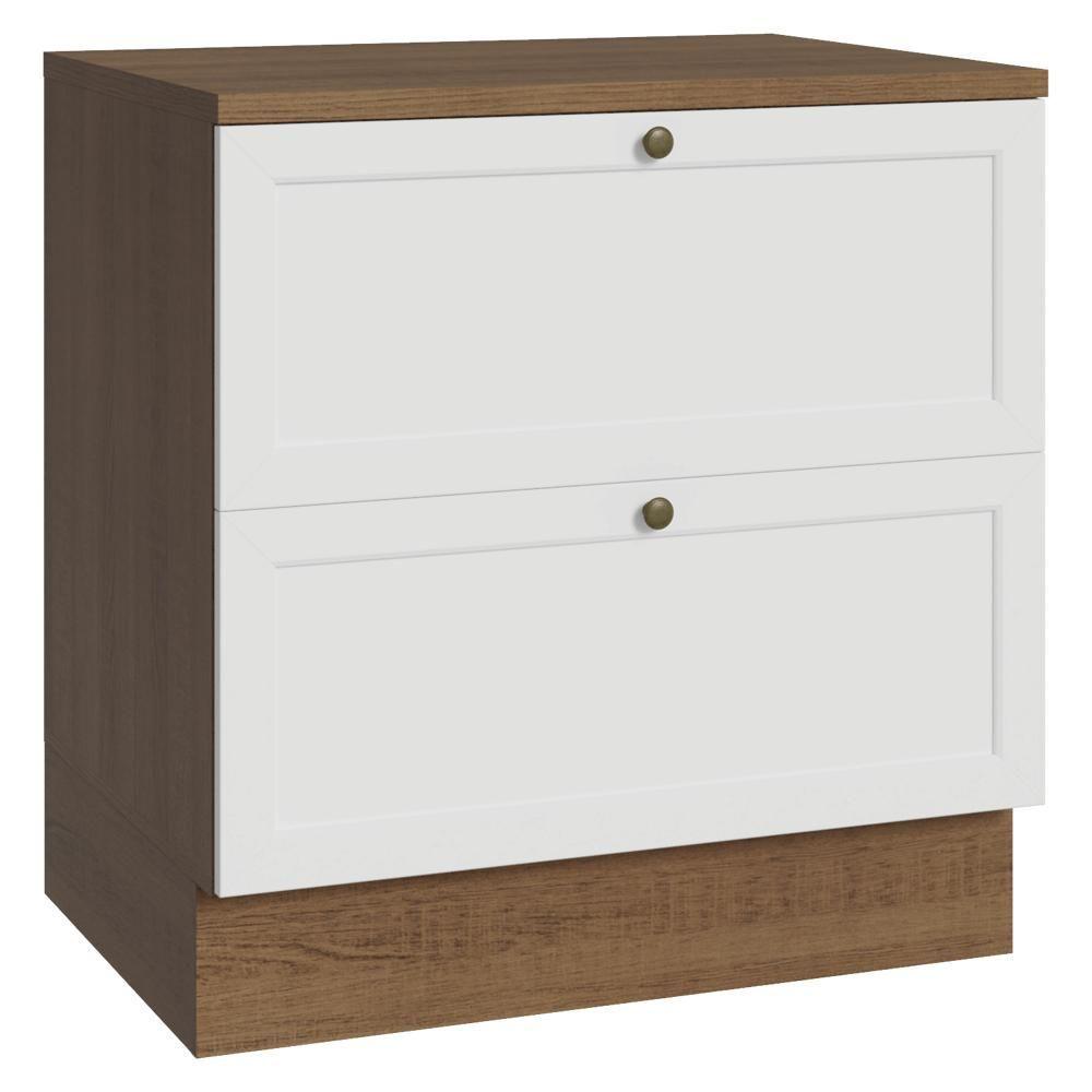 Balcão De Cozinha 80 Cm 2 Gavetas Rustic/branco Vik Madesa Rustic/branco