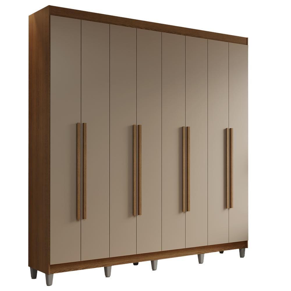 Guarda-roupa Casal Com Pés 8 Portas Batentes Rustic-crema-rustic Saturno Madesa