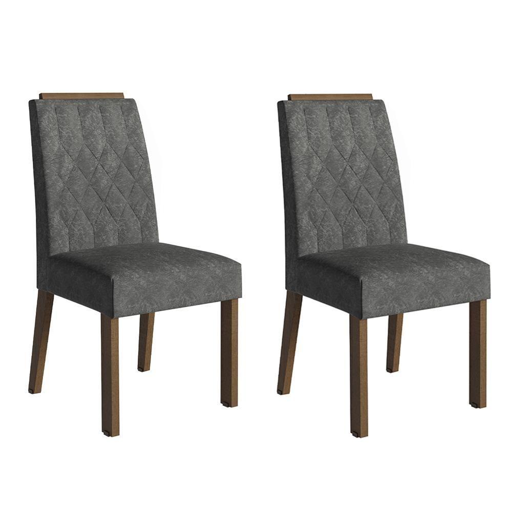 Kit 2 Cadeiras De Jantar 4256 Com Espaldar Rustic-silver Madesa
