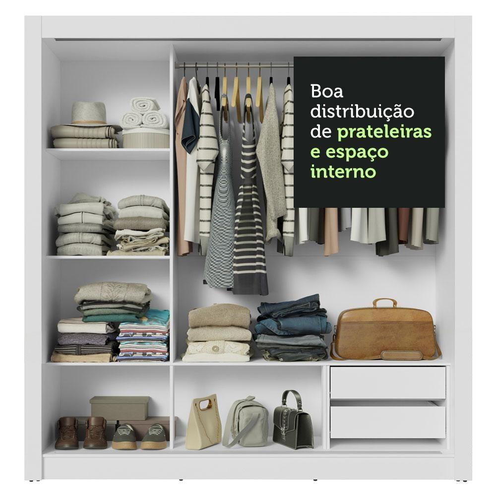Guarda-Roupa Casal 3 Portas Correr Branco/Preto