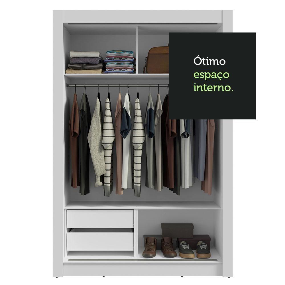 Guarda-roupa Solteiro 2 Portas Correr 2 Gavetas Branco/Cinza