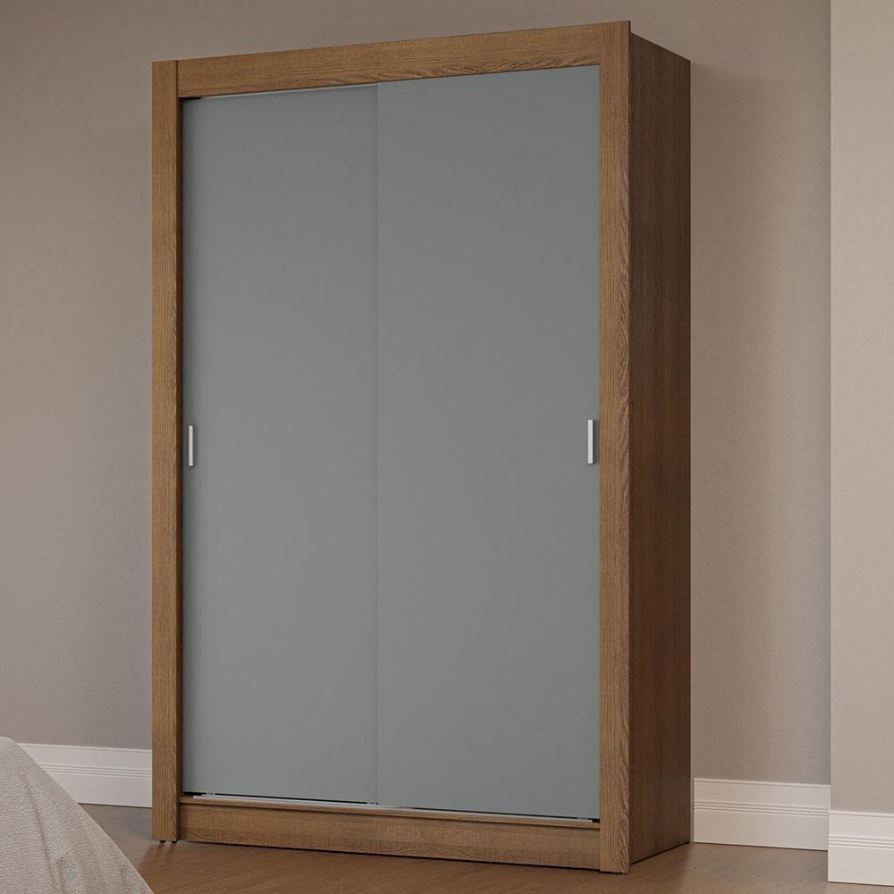 Guarda-Roupa Solteiro 2 Portas Correr Rustic/Cinza