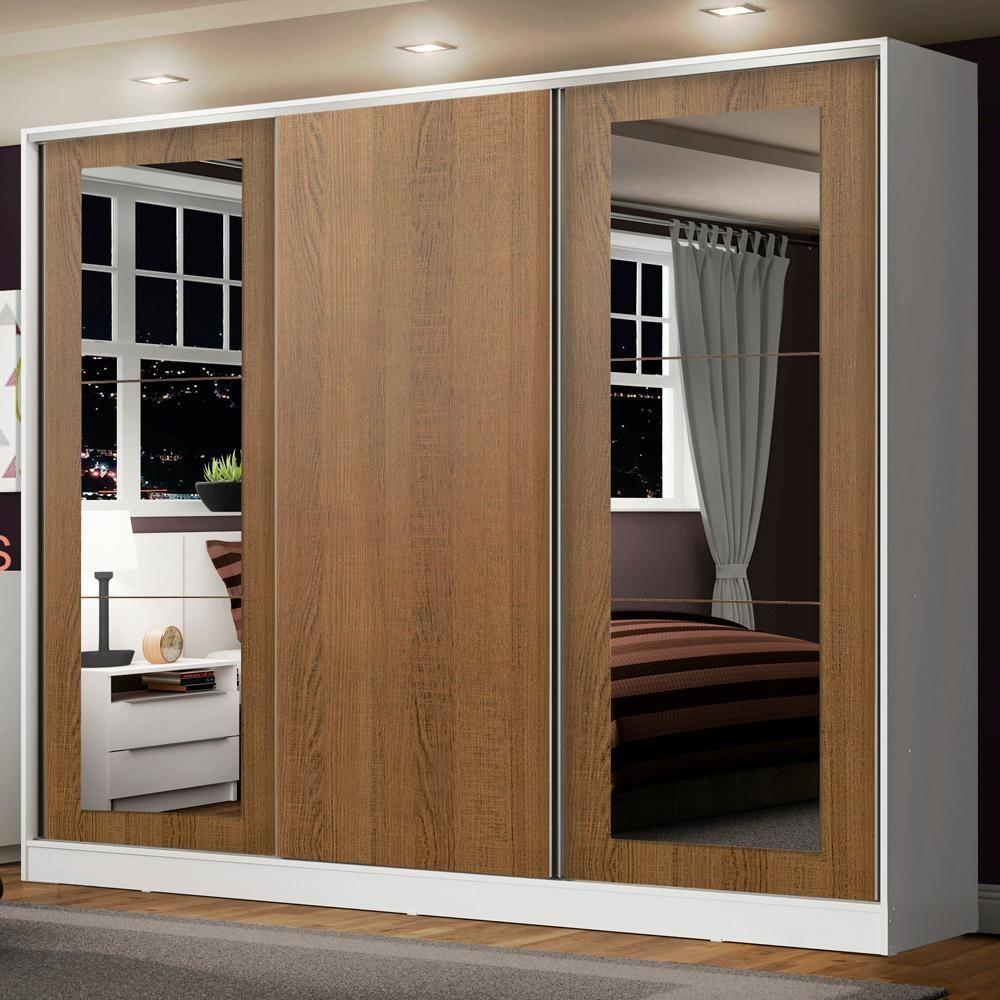 Guarda-roupa Casal Madesa Eros 3 Portas de Correr com Espelhos