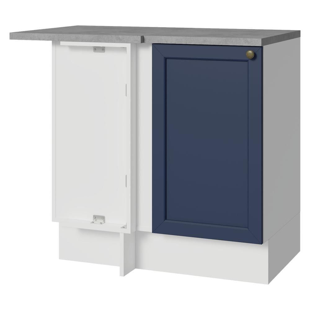Balcão De Canto 1 Porta Branco/azul Vik Madesa Branco/azul