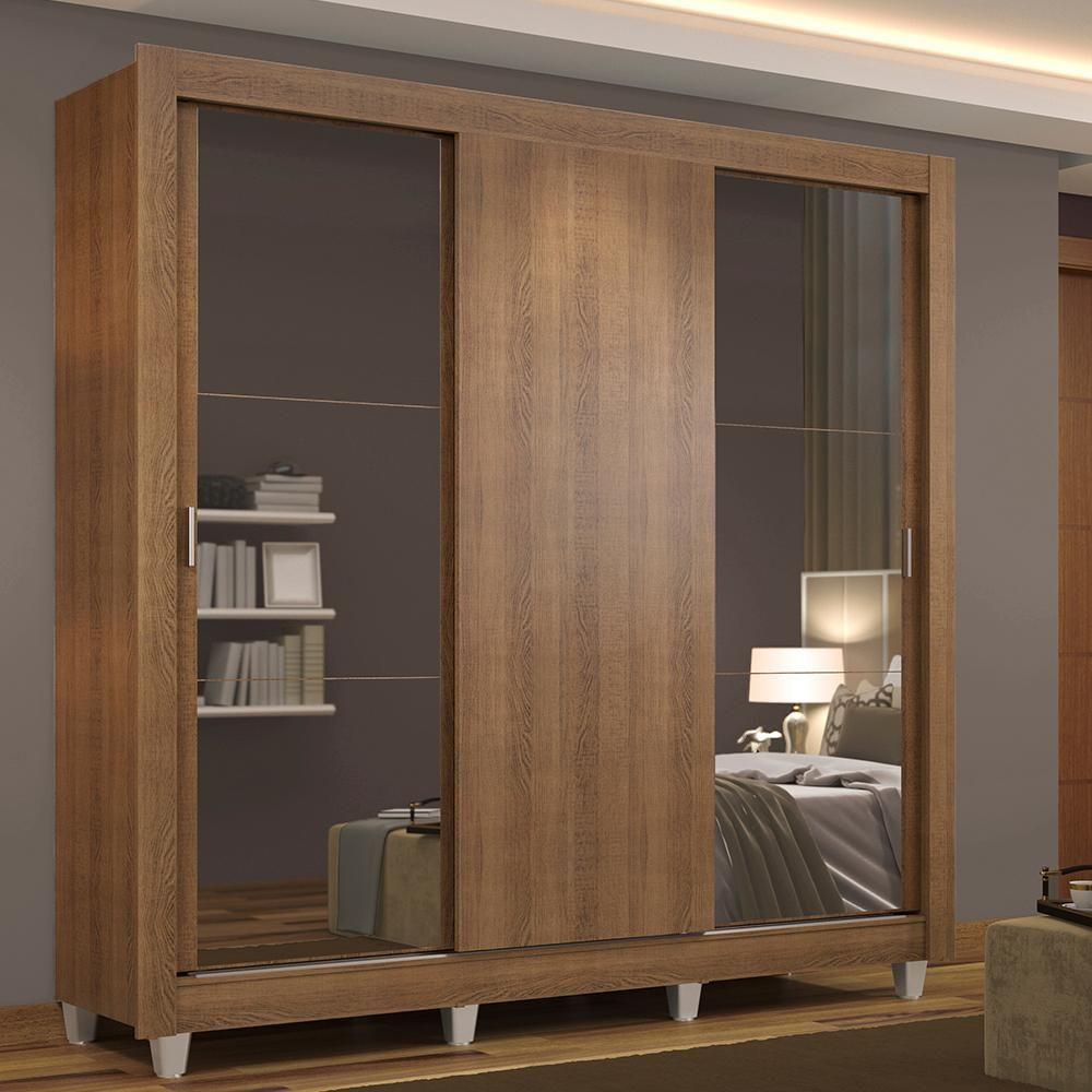 Guarda-roupa Casal Mônaco Rustic 3 Portas de Correr Madesa