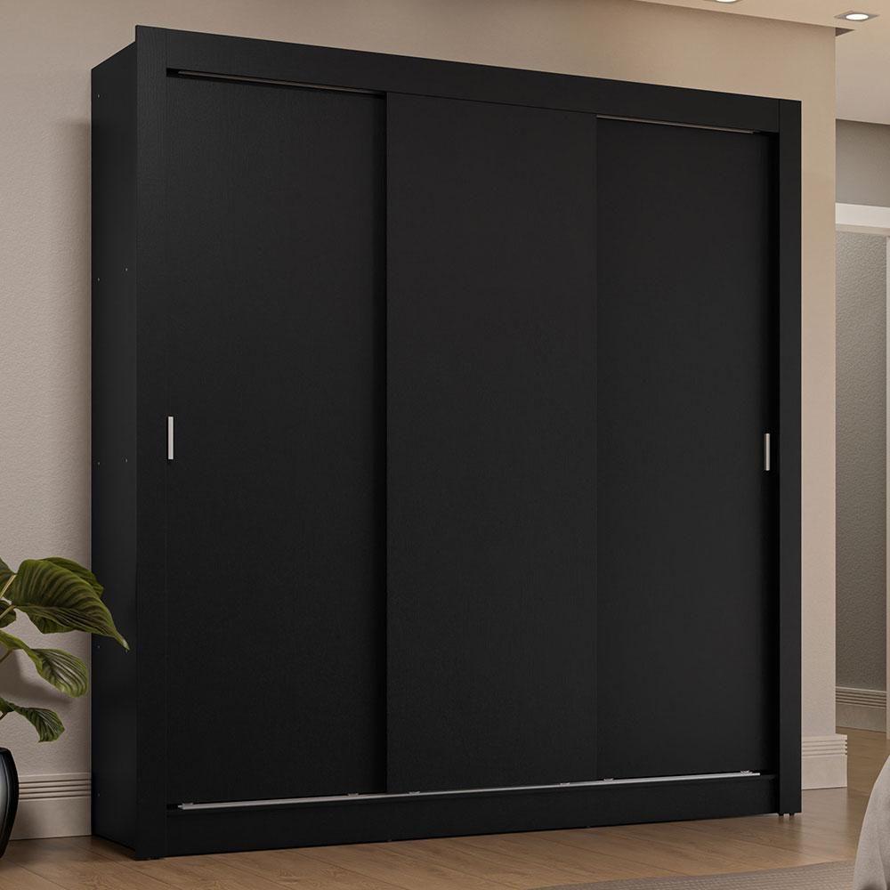 Guarda-roupa Casal 3 Portas Correr Preto Madesa