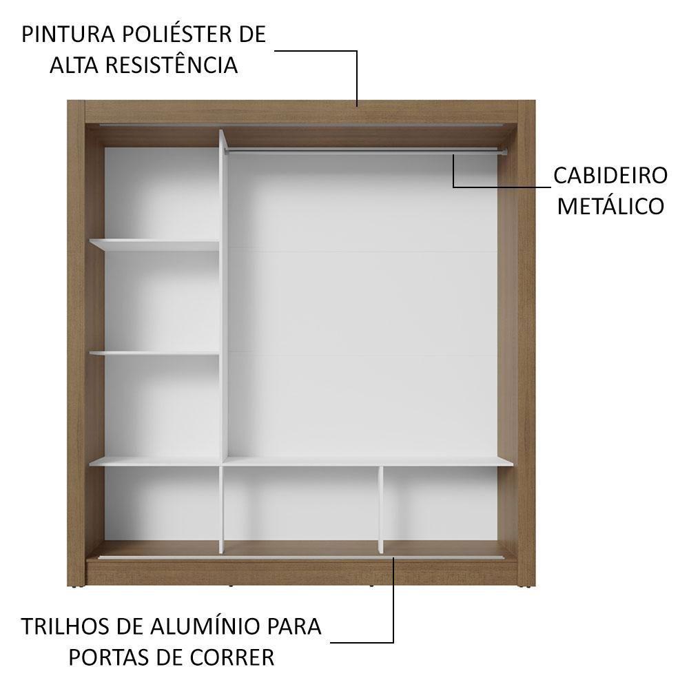 Guarda-roupa Casal 3 Portas Correr Rustic/Preto Nobre