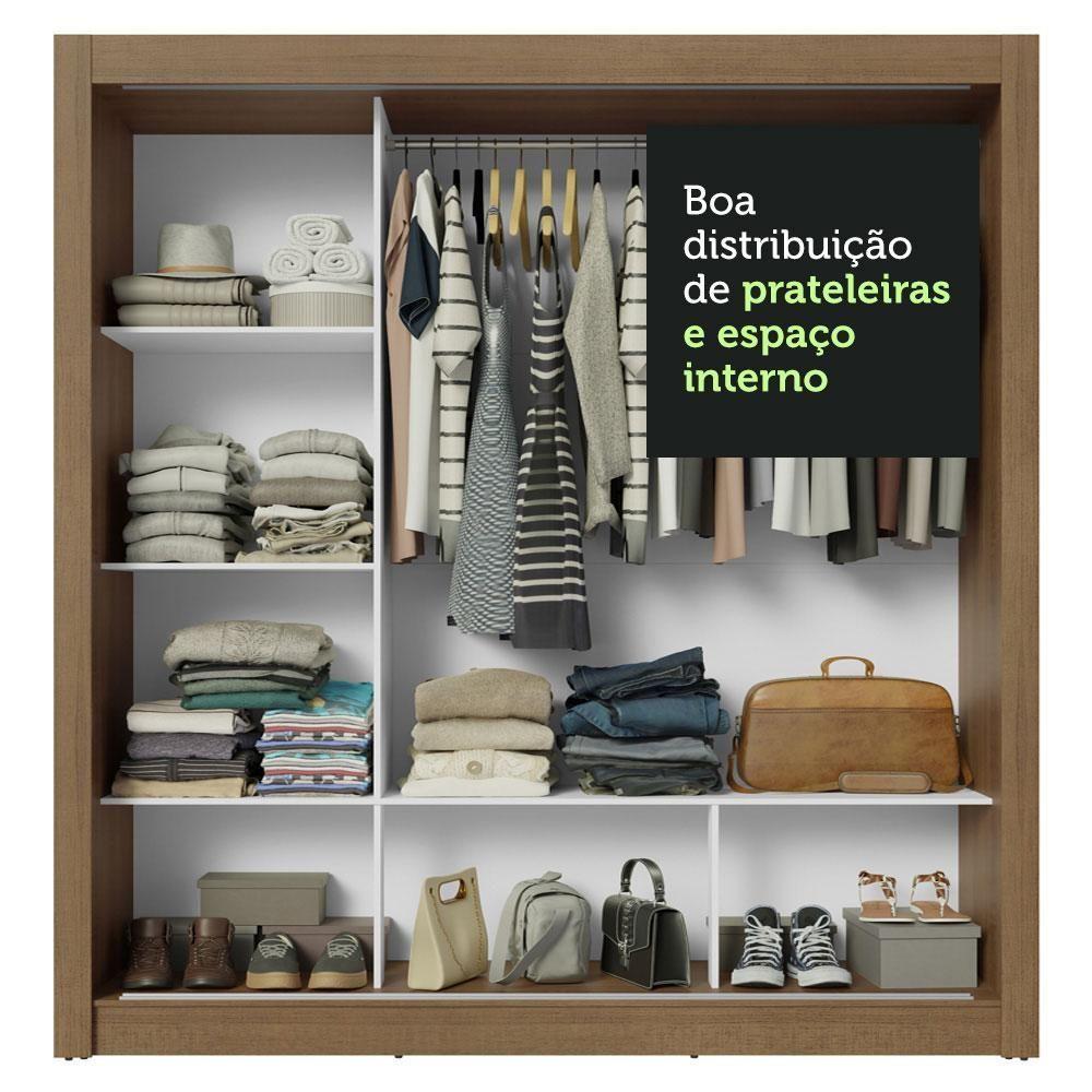 Guarda-roupa Casal 3 Portas Correr Espelhos Rustic/branco