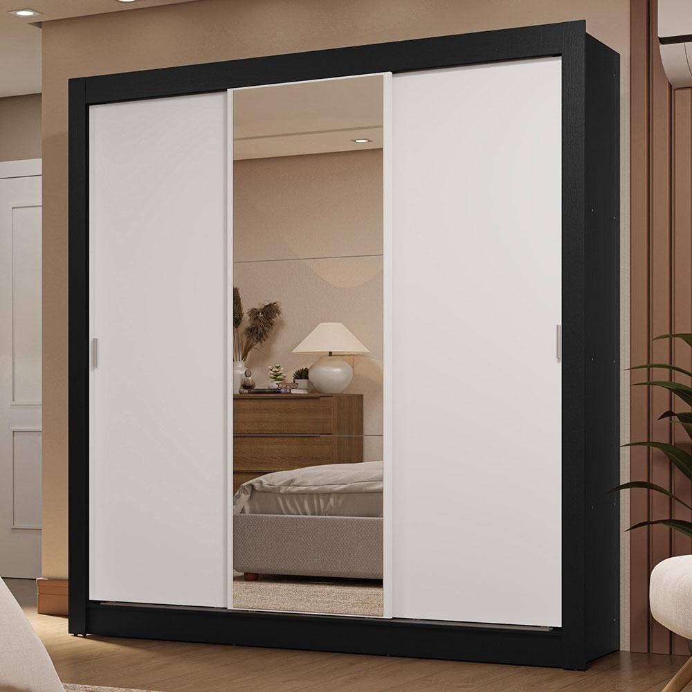 Guarda-roupa Casal 3 Portas Correr Espelho 2 Gavetas