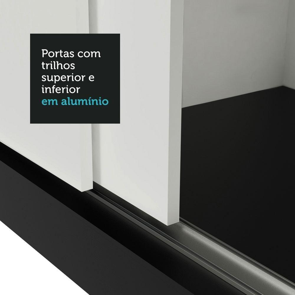 Guarda-roupa Casal 3 Portas Correr Preto/Branco Nobre