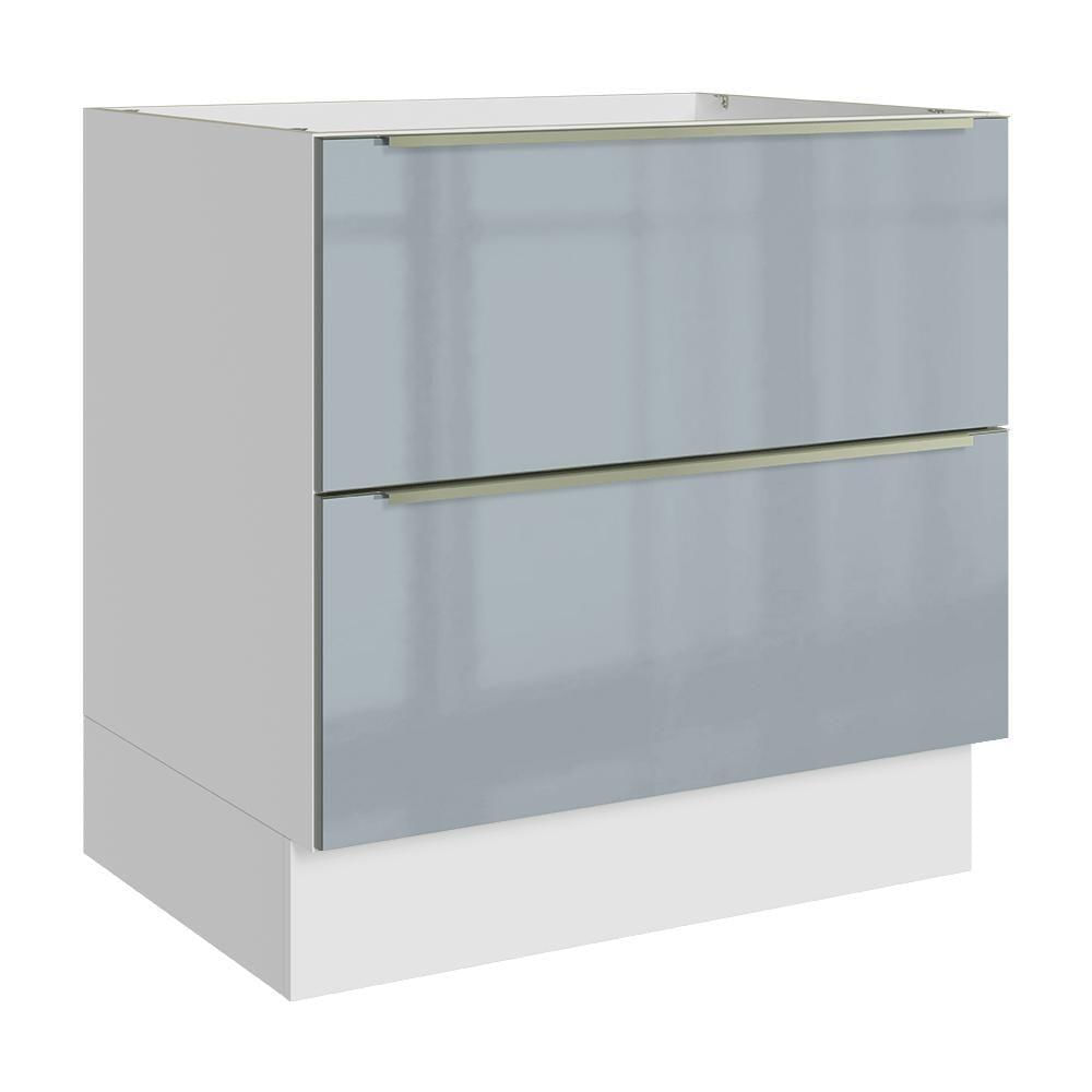 Balcão De Cozinha 80 Cm 2 Gavetas (sem Tampo) Branco/cinza Lux Madesa Branco/cinza