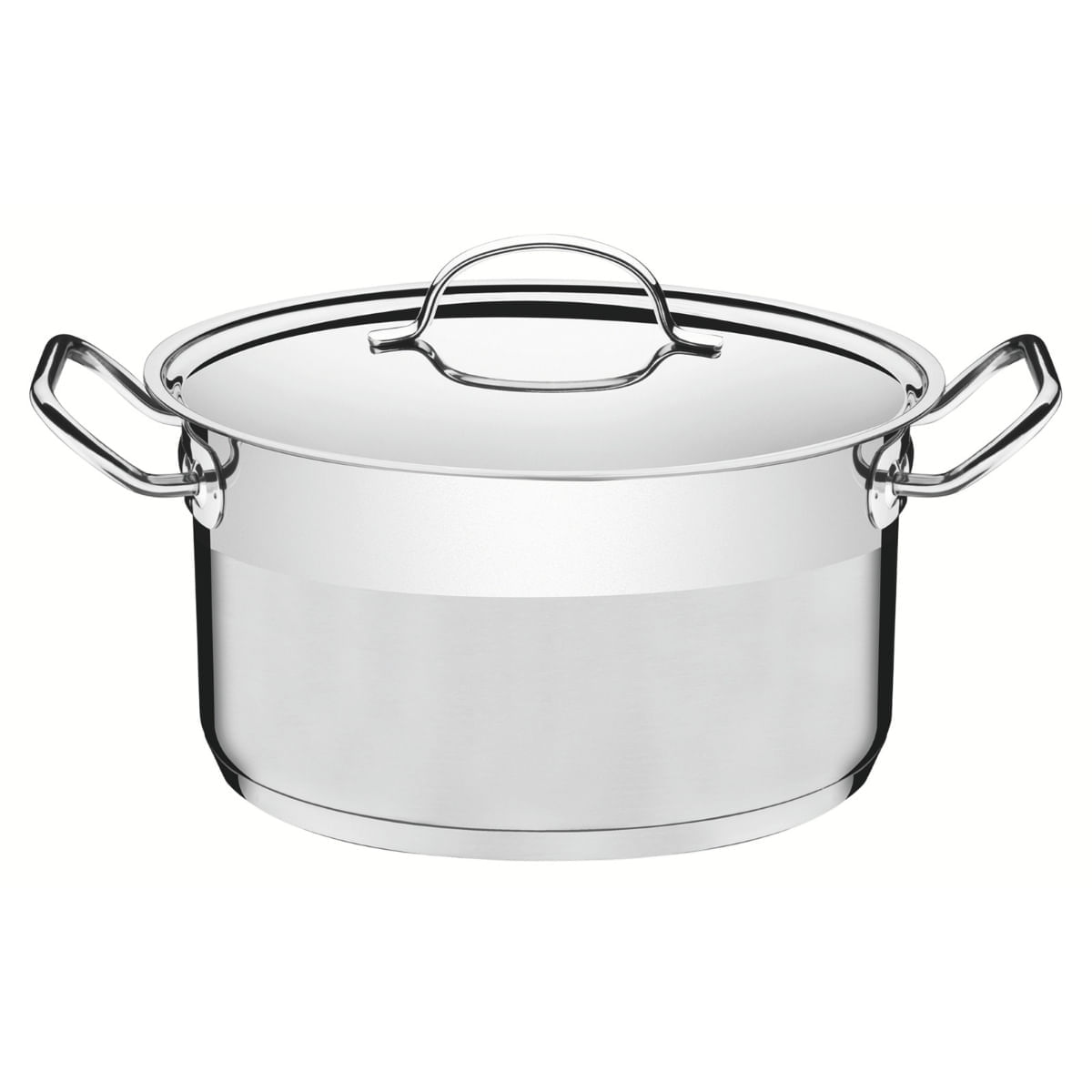 Caçarola Funda Tramontina Professional Aço Inox 8,4L com Tampa Plana e Fundo Triplo 28cm