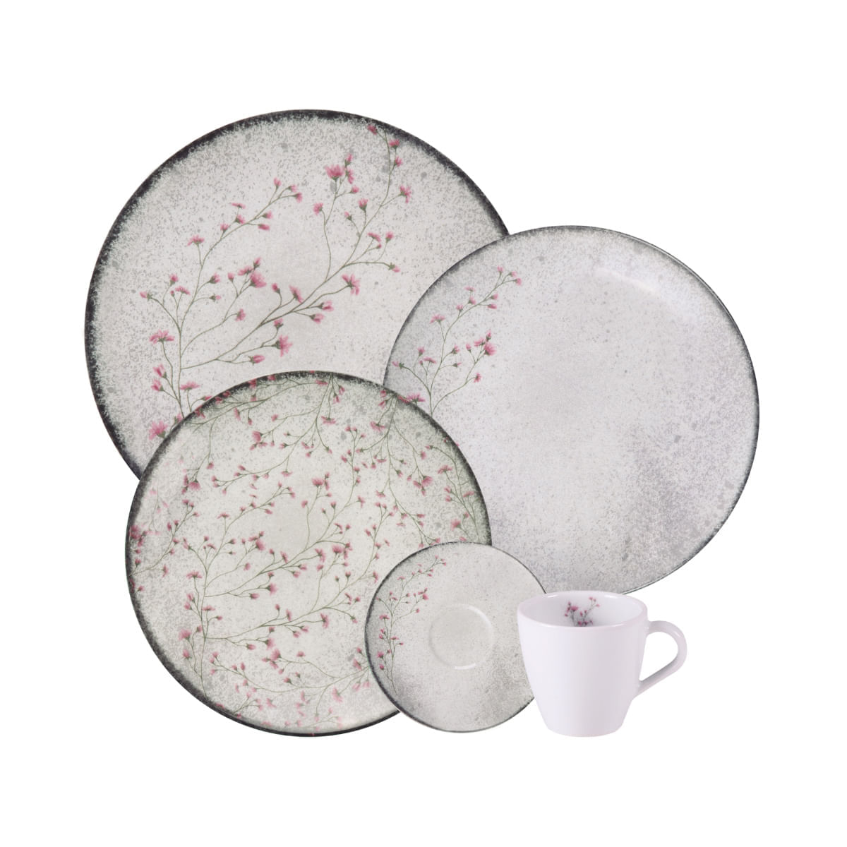 Aparelho de Jantar Tramontina Floralis em Porcelana Decorada 20 Peças