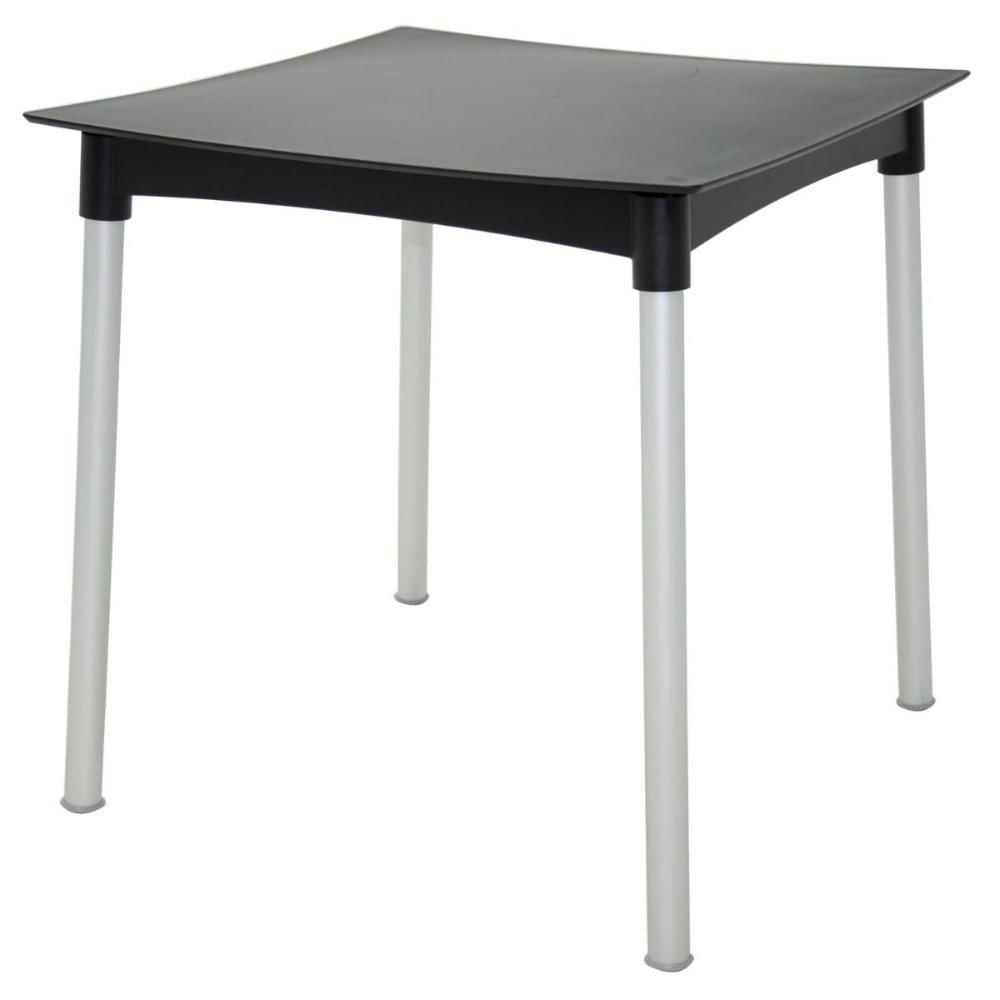 Mesa Tramontina Quadrada Preto Summa Diana Polipropileno com Pernas de Alumínio Anodizado