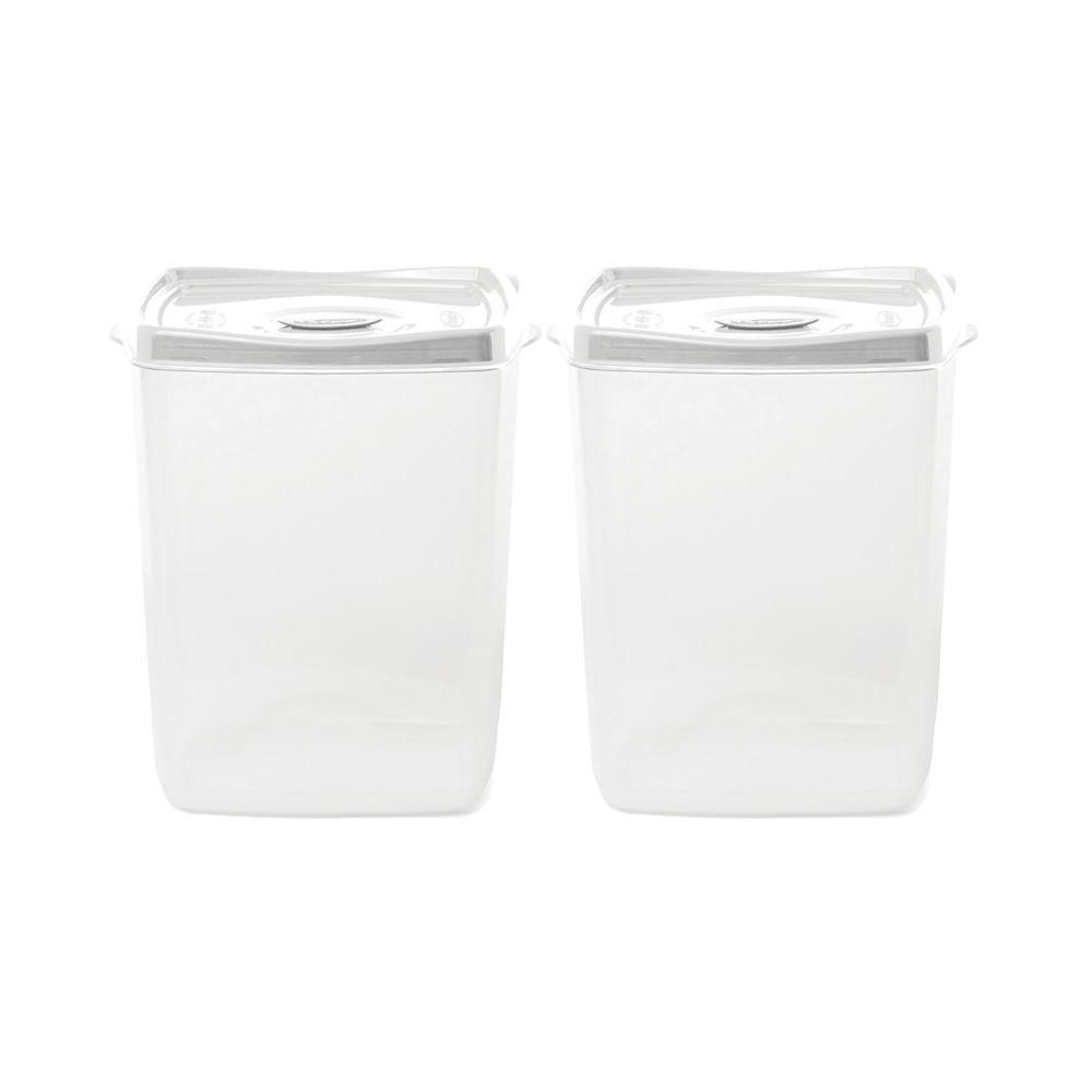 Kit Pote Porta Mantimentos Plástico Branco - 2 Unidades
