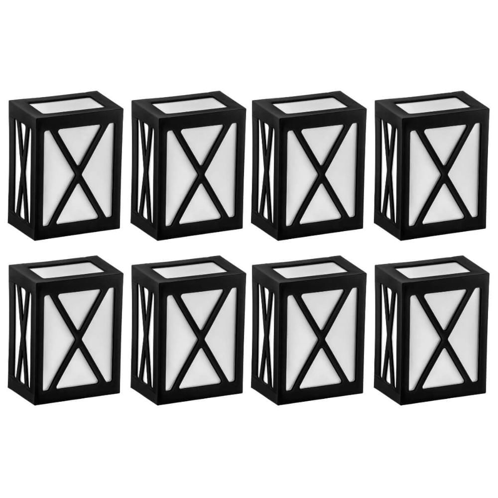 Kit 8 Arandelas Luminária Preto Grade X Lente Leitosa Termoplástico Área Externa Interna E27 Onix Di