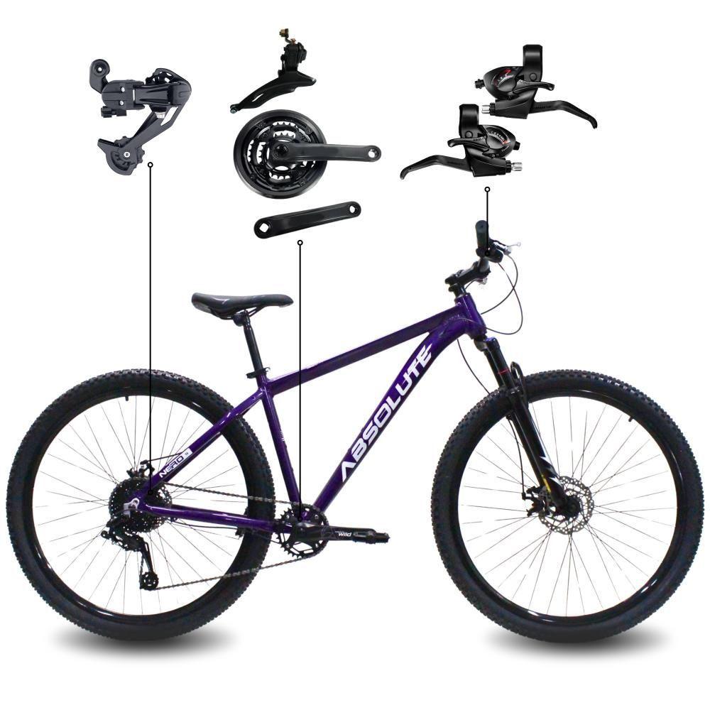 Bicicleta Aro 29 Absolute 21 Marchas Quadro Alumínio Freio A Disco Mtb - Roxo - 17 Roxo