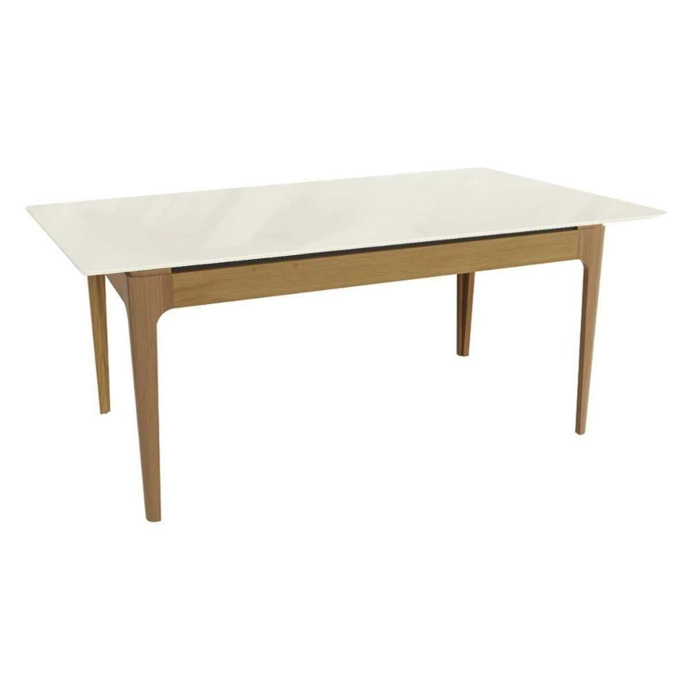Mesa de Jantar Mira 6 Lugares Retangular MDF com Vidro 180X90CM Off White Kappesberg