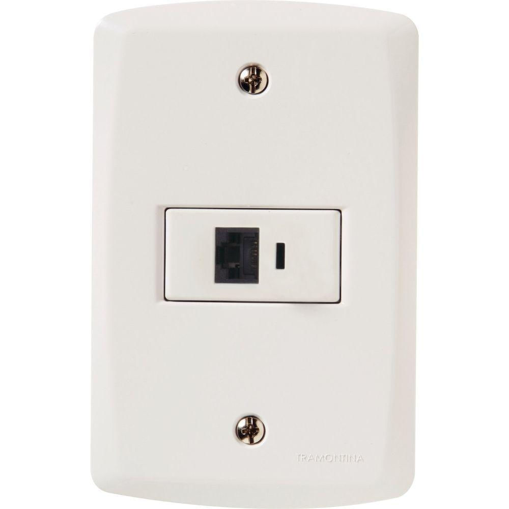 Conjunto 4x2 Com 1 Tomada Telefone Rj11 Tramontina Lux2 Branco Tramontina