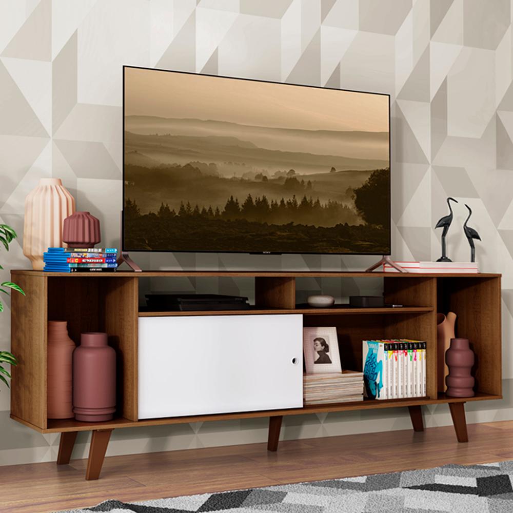 Rack para TV até 65 Polegadas Madesa Cancun com Pés - Rustic/Rustic/Branco